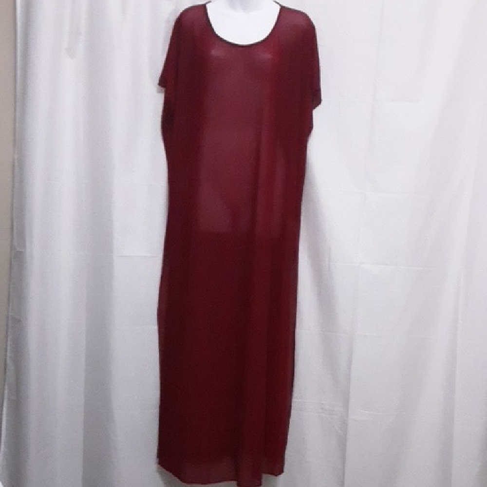 Chic Sheer Burgundy Swim Coverup